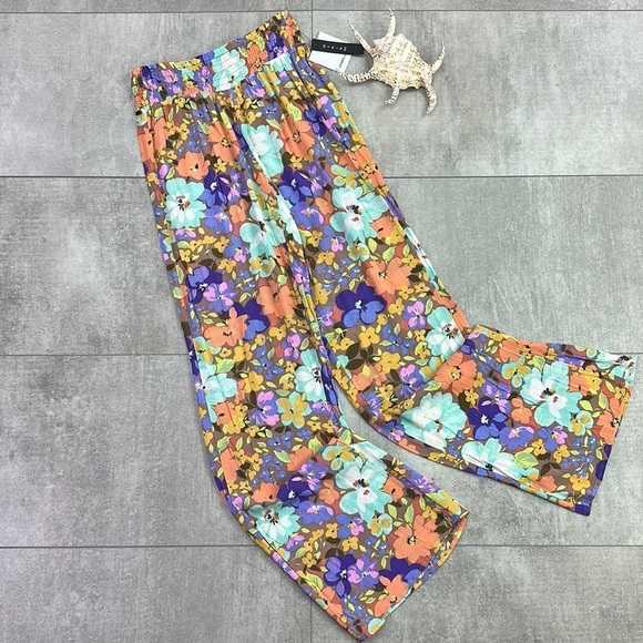🔆O’Neill🔆 JOHNNY SAMI FLORAL BEACH PANTS WIDE LEG Elastic waist vacation - Picture 3 of 13